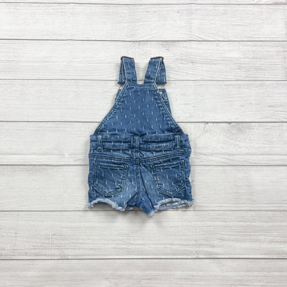 Genuine Kids OshKosh Denim Shortalls Dotted Short Overall Frayed Hem 9-12 Months