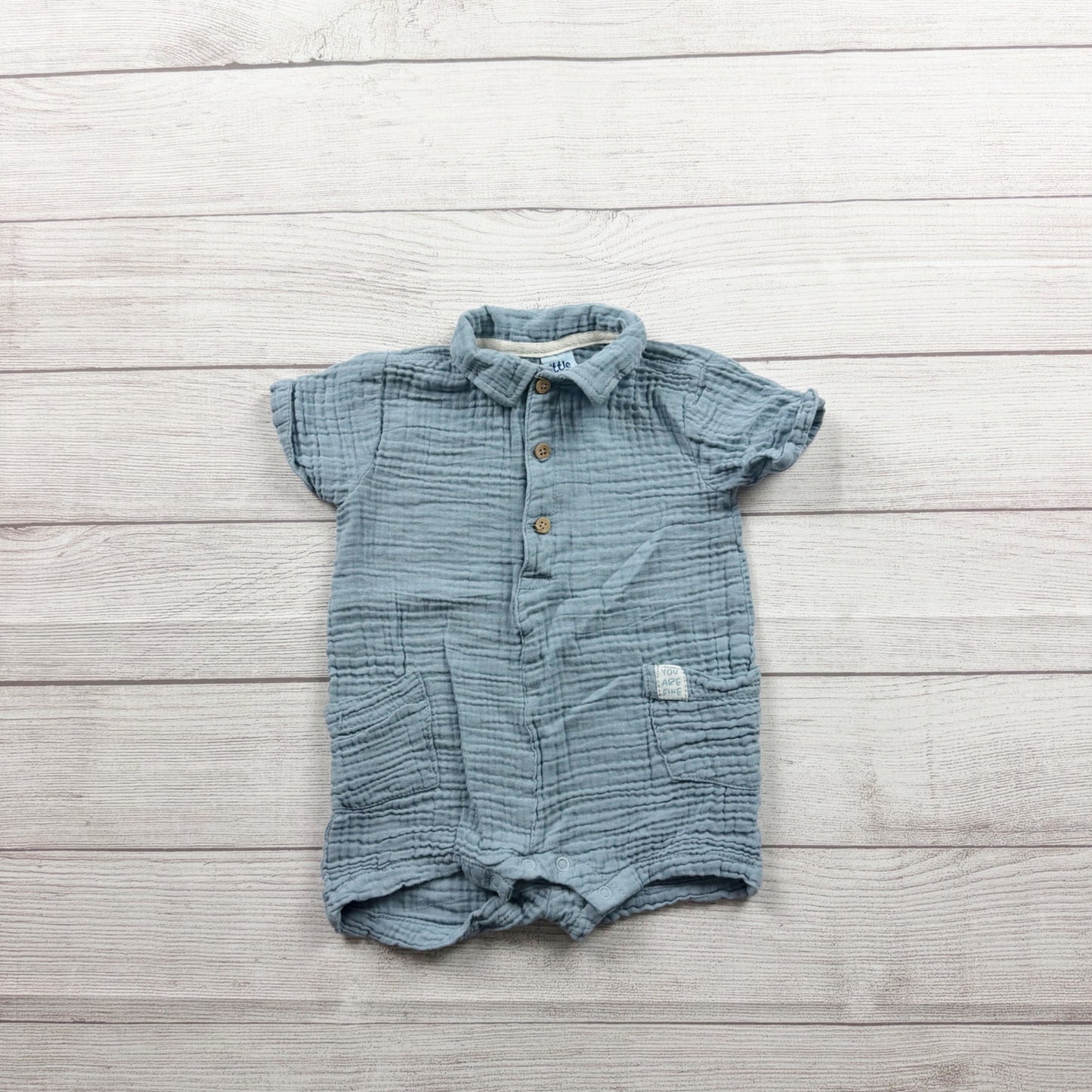 Little Lad Baby Boys Romper Gauze Short Sleeve One Piece Outfit 12-18 Months