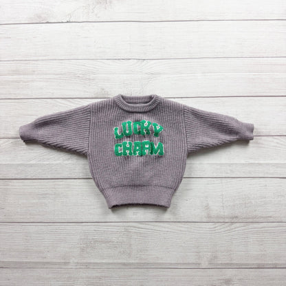 Spearmint LOVE Lucky Charm Baby Sweater Knit 100% Wool 0-6 Months