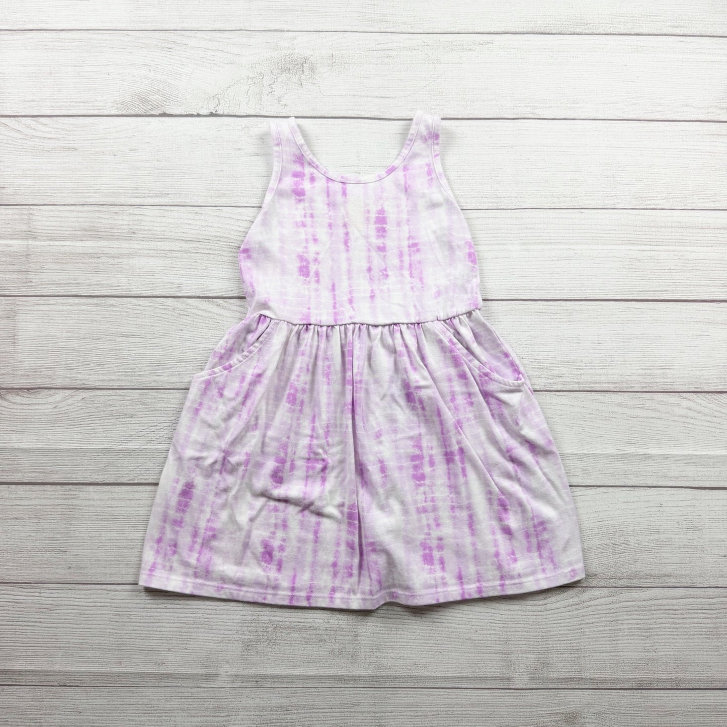 Cat & Jack Girls Purple Tie Dye Dress Lightweight Casual Design Sleevess S 6-7
