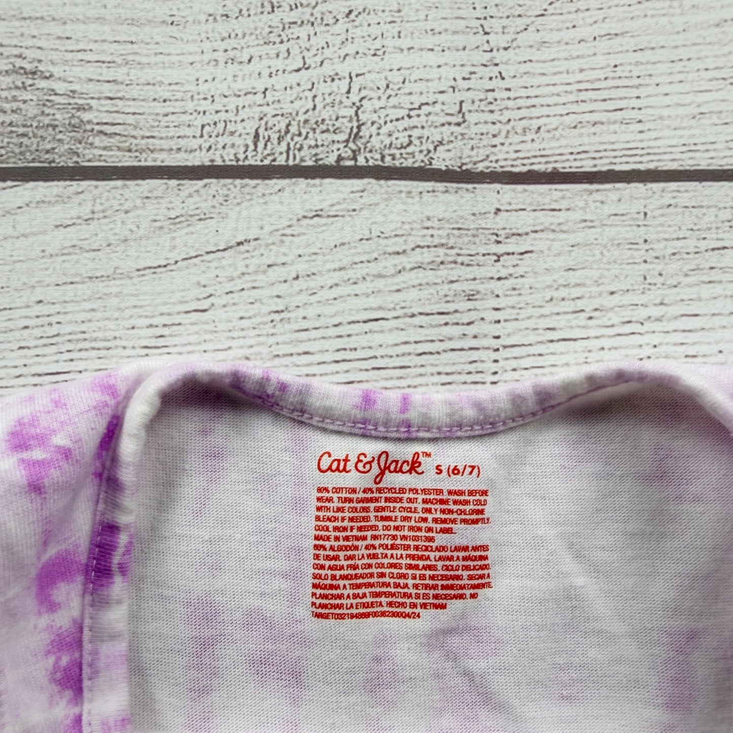 Cat & Jack Girls Purple Tie Dye Dress Lightweight Casual Design Sleevess S 6-7