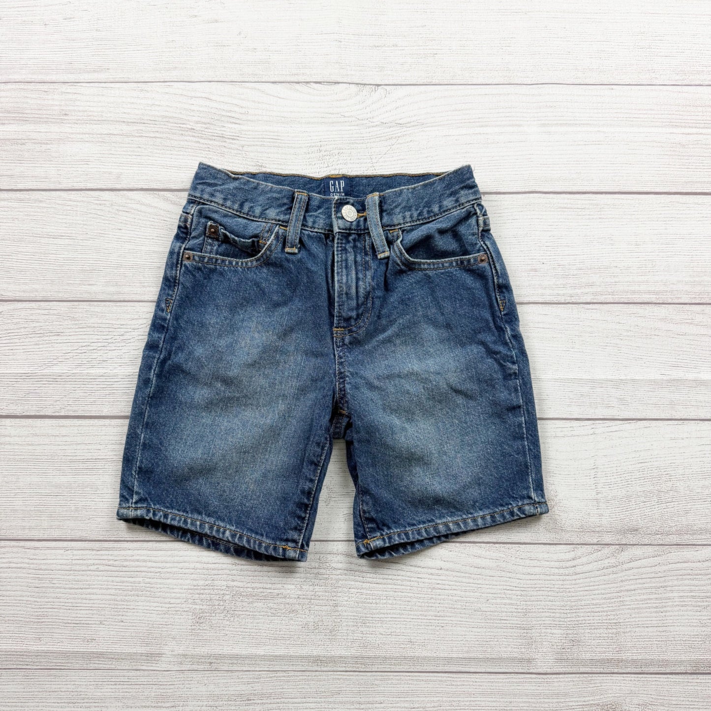 Gap Kids Denim Shorts Relaxed Fit Jean Shorts Classic 5 Pocket Dark Zip 6