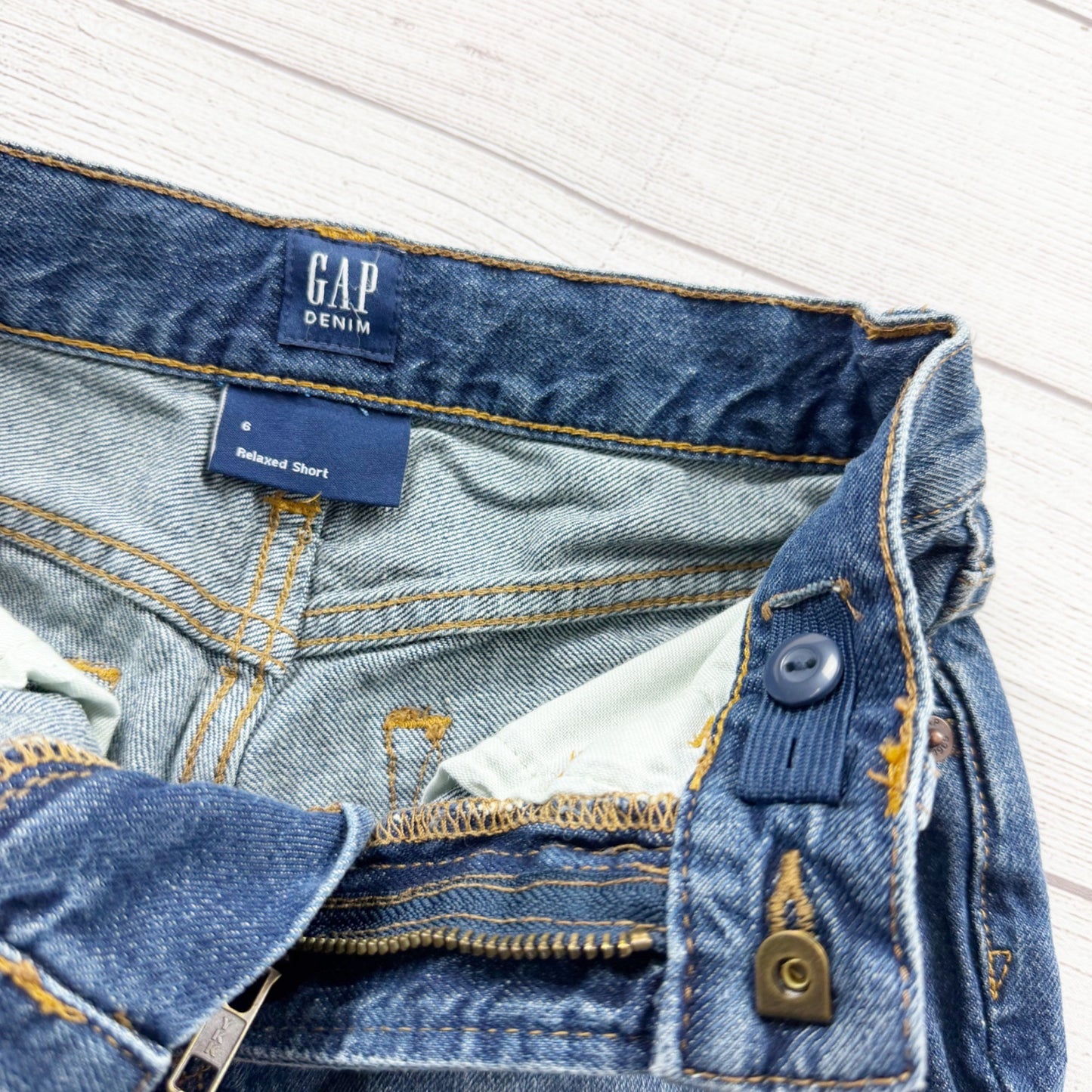 Gap Kids Denim Shorts Relaxed Fit Jean Shorts Classic 5 Pocket Dark Zip 6