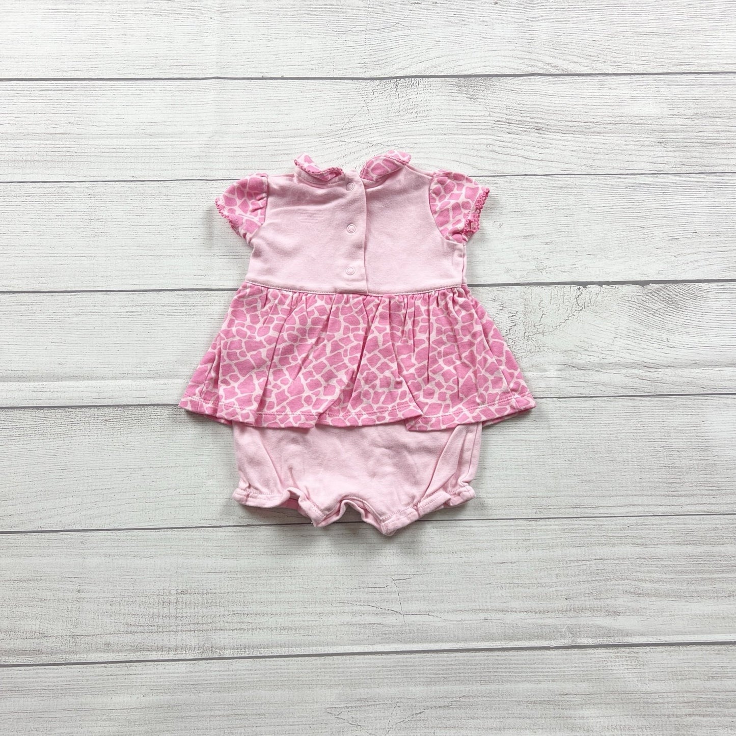 Okie Dokie Baby Girl Romper Giraffe Print Skirted One-Piece Outfit 0-3 Months