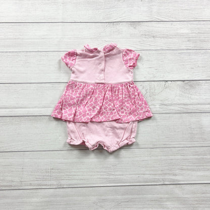 Okie Dokie Baby Girl Romper Giraffe Print Skirted One-Piece Outfit 0-3 Months