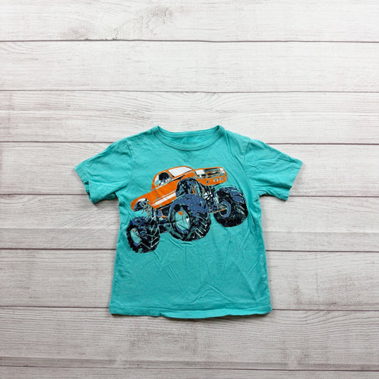 The Children’s Place Monster Truck Graphic Tee Aqua Short Sleeve 4T