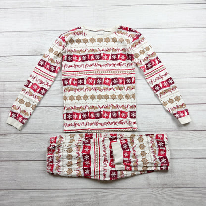 Burt's Bees Kids Holiday Pajama Set Red White Snowflake Candy Cane Pattern 10
