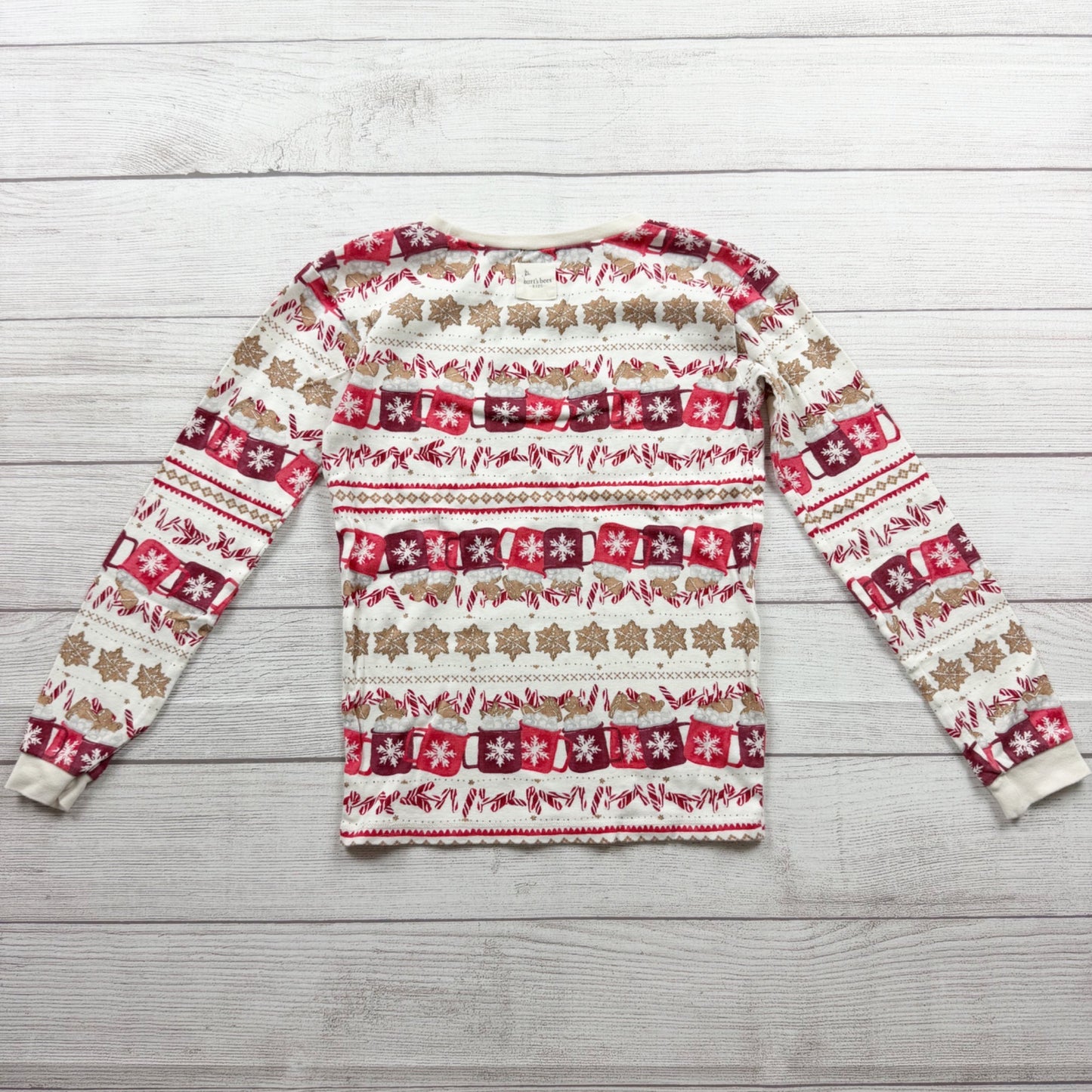 Burt's Bees Kids Holiday Pajama Set Red White Snowflake Candy Cane Pattern 10