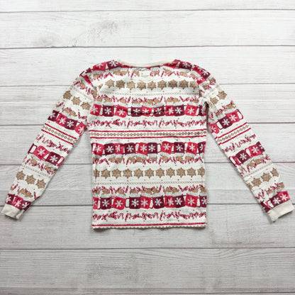 Burt's Bees Kids Holiday Pajama Set Red White Snowflake Candy Cane Pattern 10