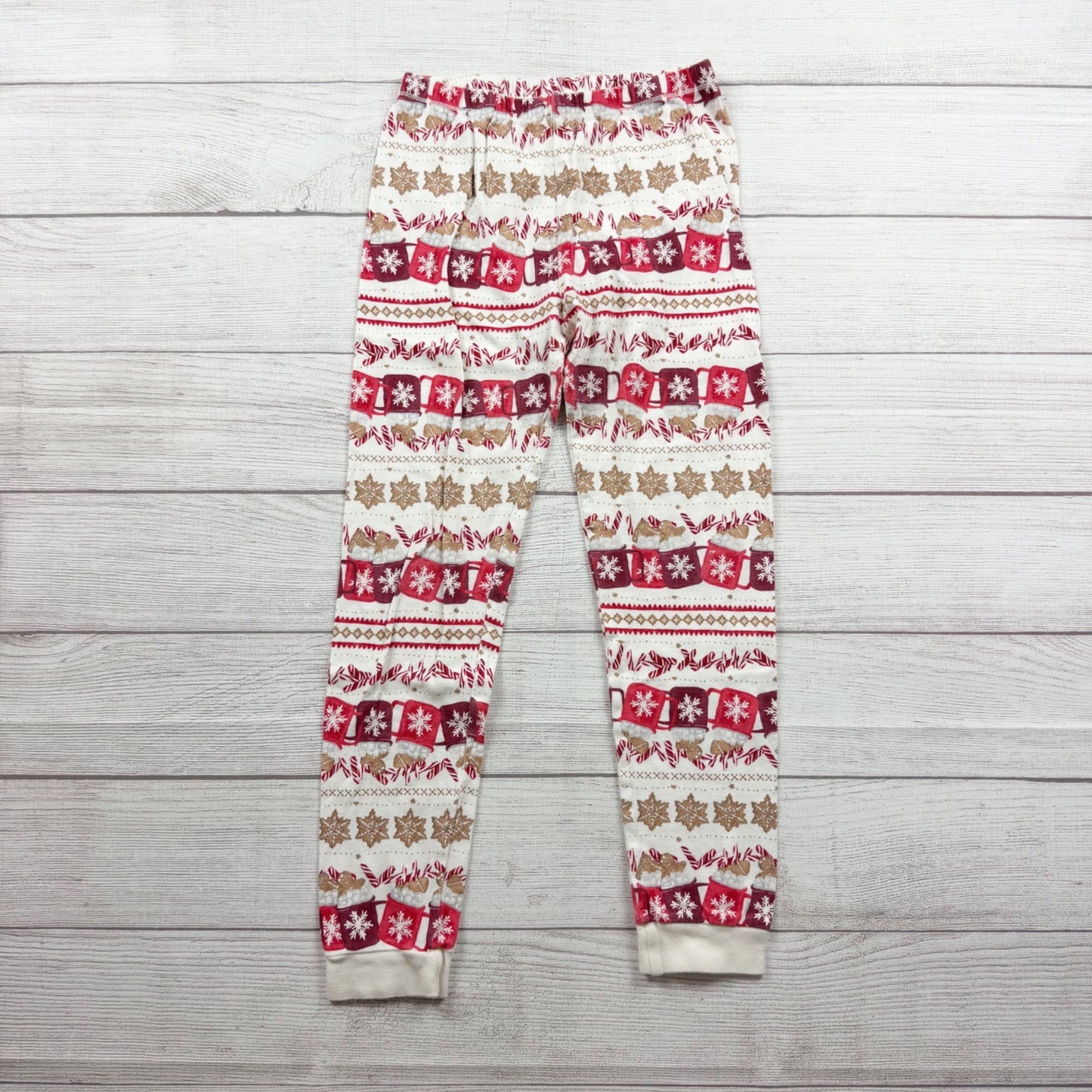 Burt's Bees Kids Holiday Pajama Set Red White Snowflake Candy Cane Pattern 10