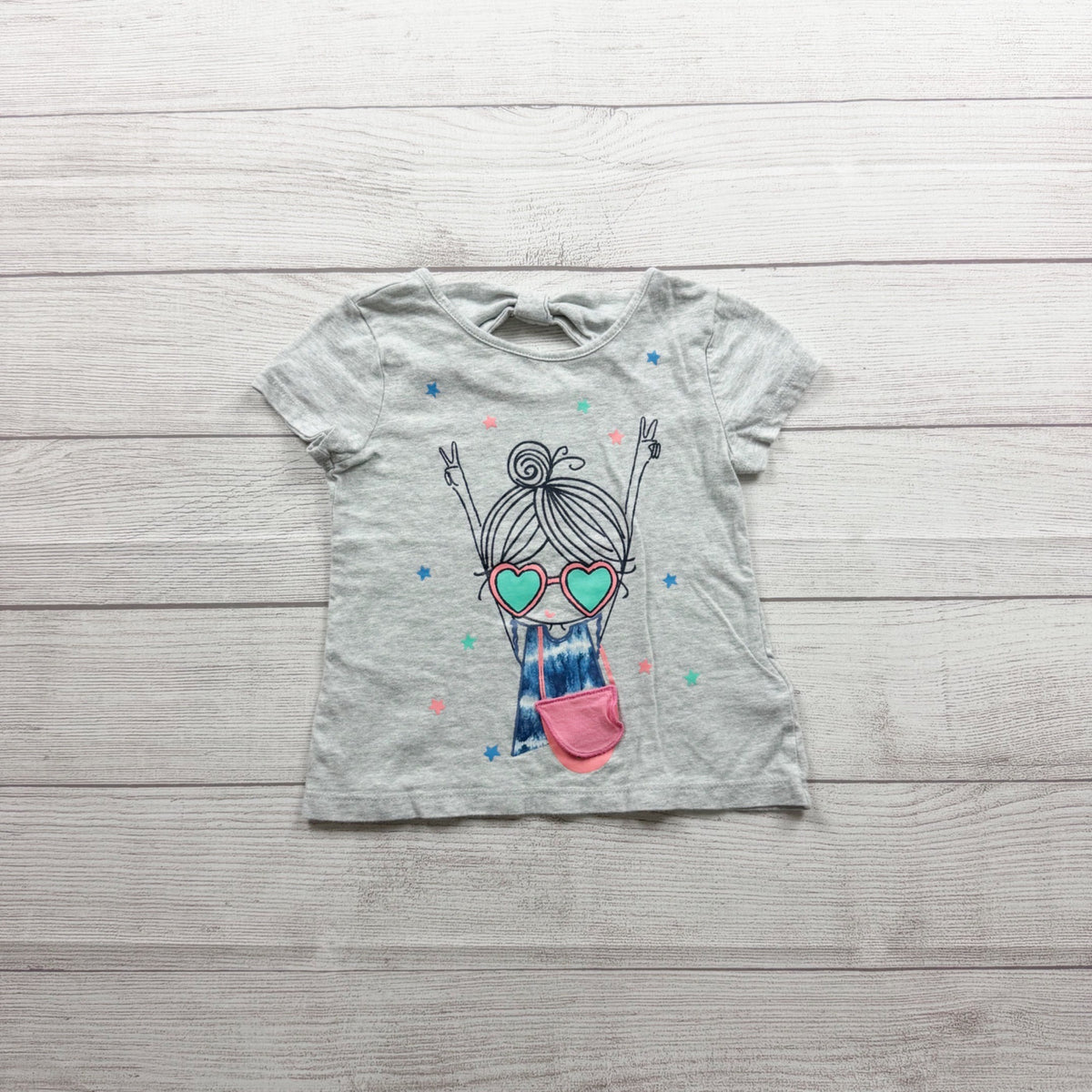 Baby Gap Toddler Graphic Short Sleeve T-Shirt Grey Flap Surprise 3T