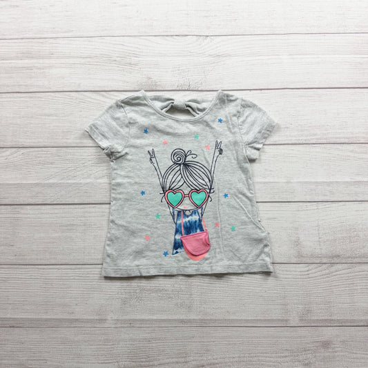 Baby Gap Toddler Graphic Short Sleeve T-Shirt Grey Flap Surprise 3T