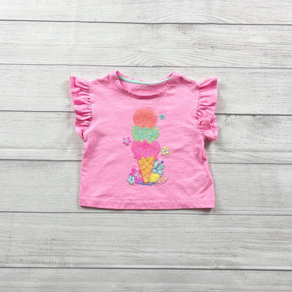 Isaac Mizrahi New York Girls Ice Cream T-Shirt Pink Ruffle Sleeve Graphic Tee 4