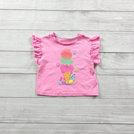 Isaac Mizrahi New York Girls Ice Cream T-Shirt Pink Ruffle Sleeve Graphic Tee 4