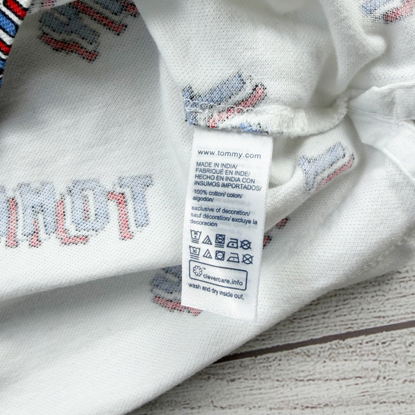 Tommy Hilfiger Boys Polo Shirt Allover “Tommy” Logo Print Short Sleeve M 8-10