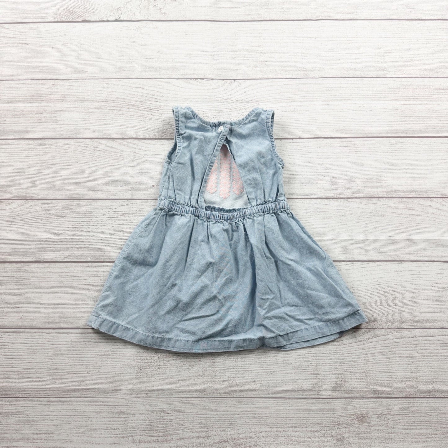 Carter’s Baby Girl Sleeveless Embroidered Denim Dress 9-12 Months