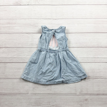 Carter’s Baby Girl Sleeveless Embroidered Denim Dress 9-12 Months