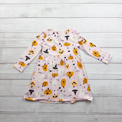 Old Navy Toddler Girls Halloween Long Sleeve Dress Pink Pumpkins Ghosts 4T