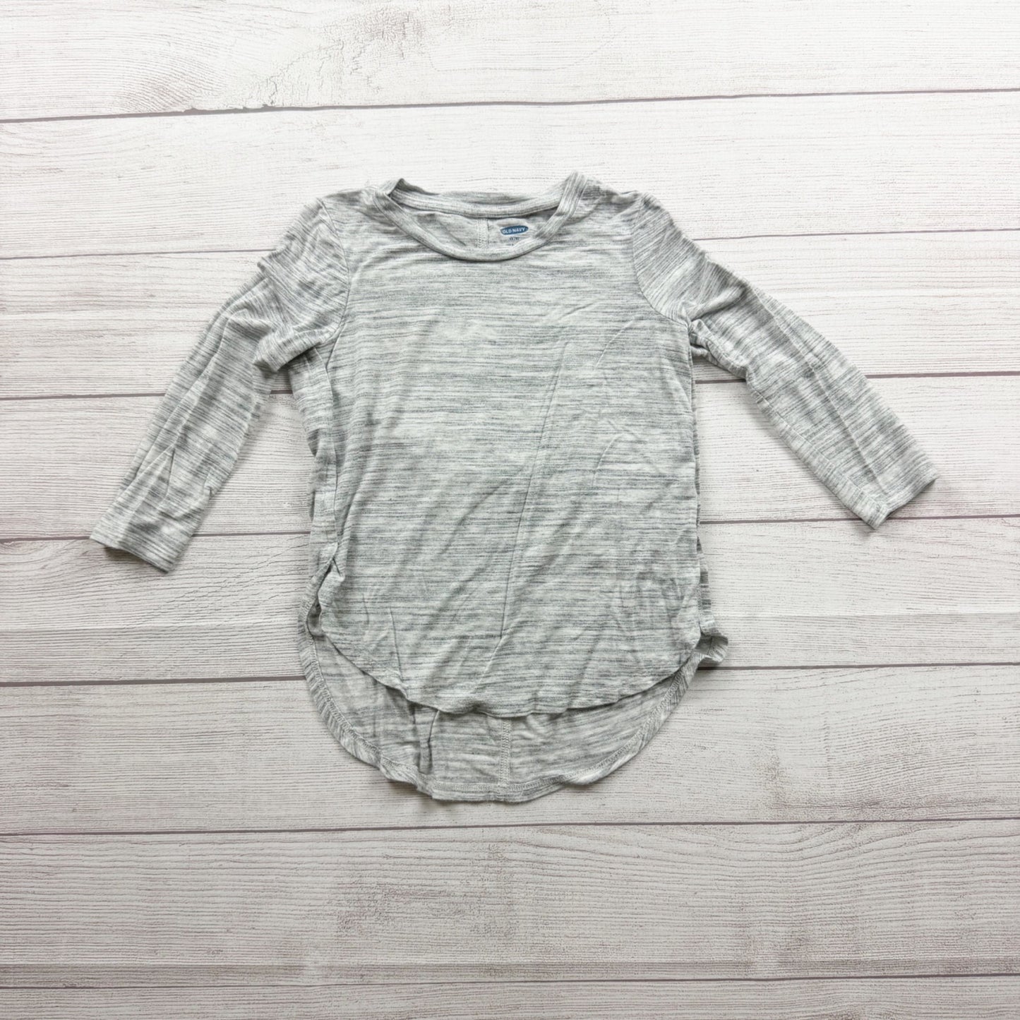 Old Navy Girls Gray Striped 3/4 Sleeve High Low Hem Shirt Lightweight XS 5