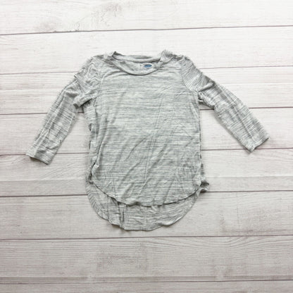 Old Navy Girls Gray Striped 3/4 Sleeve High Low Hem Shirt Lightweight XS 5