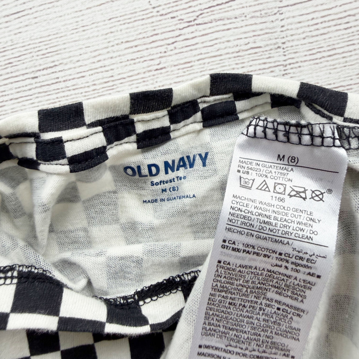Old Navy Checked Black White Softest Tee Kids Lightweight Cotton M 8