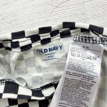 Old Navy Checked Black White Softest Tee Kids Lightweight Cotton M 8