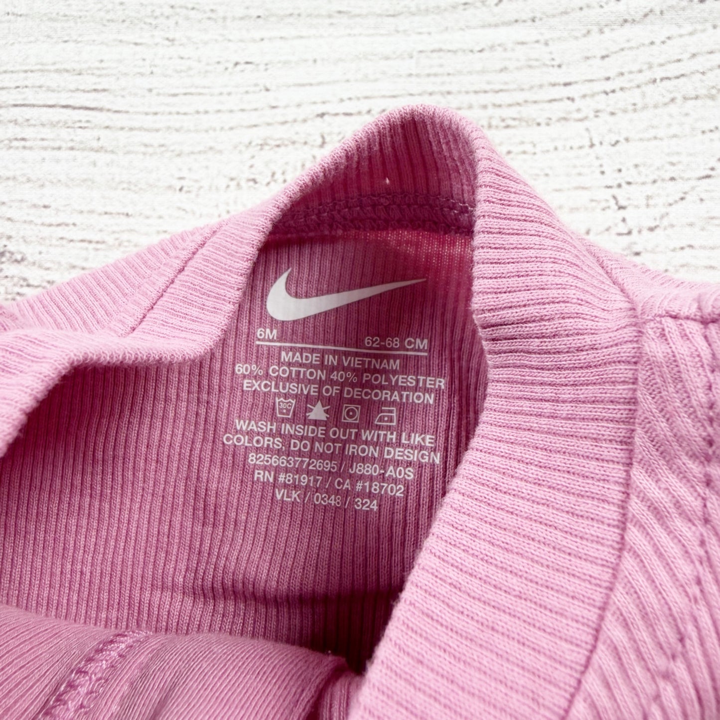 Nike Baby Girl Pink Ribbed Footed Sleeper One Piece Zip Pajamas 6 Months