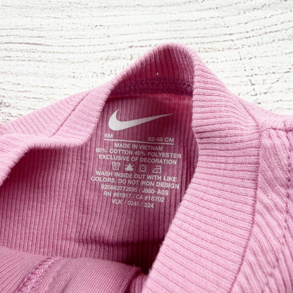 Nike Baby Girl Pink Ribbed Footed Sleeper One Piece Zip Pajamas 6 Months