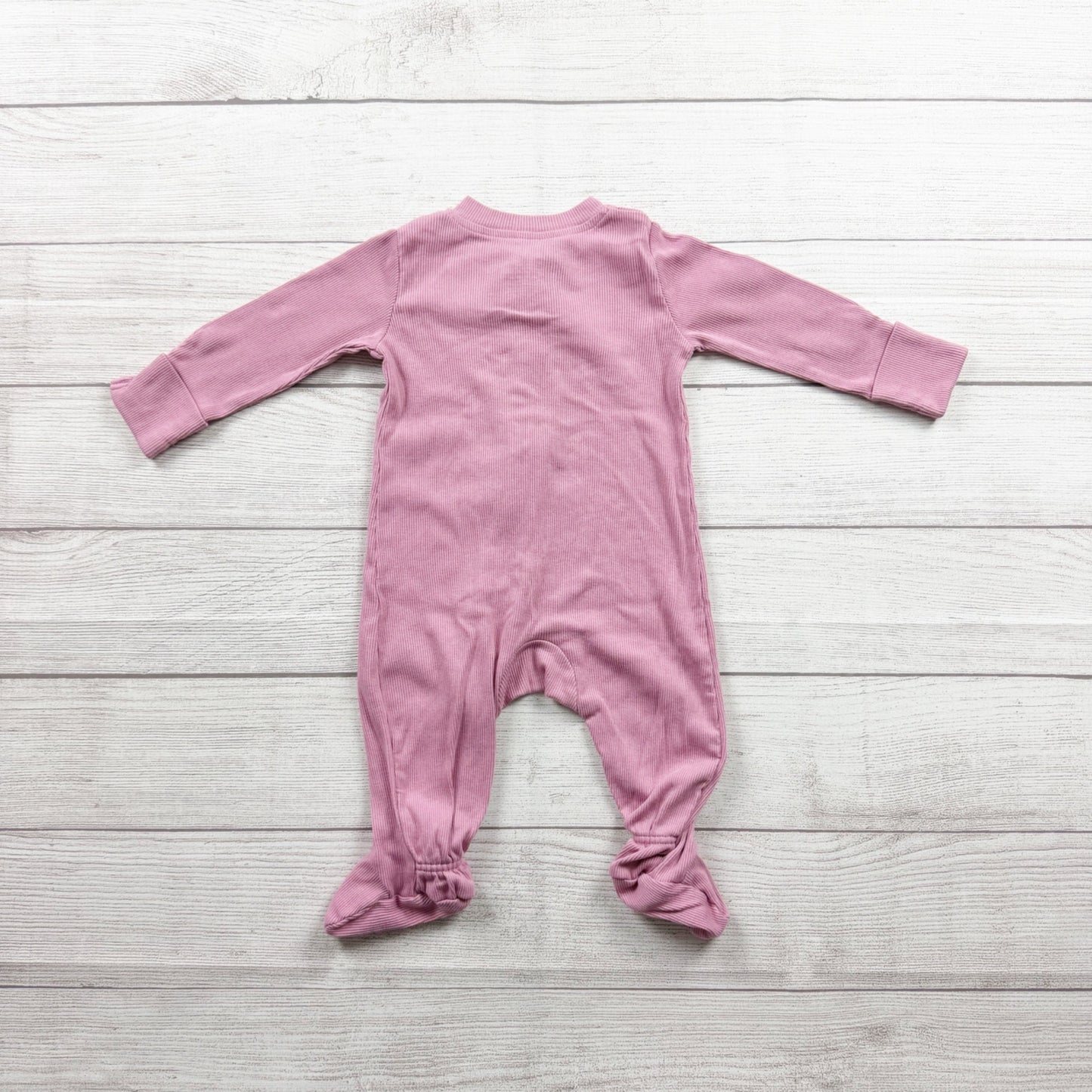 Nike Baby Girl Pink Ribbed Footed Sleeper One Piece Zip Pajamas 6 Months