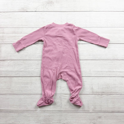 Nike Baby Girl Pink Ribbed Footed Sleeper One Piece Zip Pajamas 6 Months