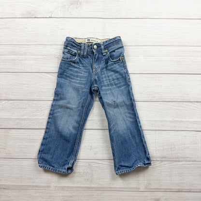 Gap Toddler Boys Original Fit Denim Distressed Blue Jeans Adjustable Waist 3T