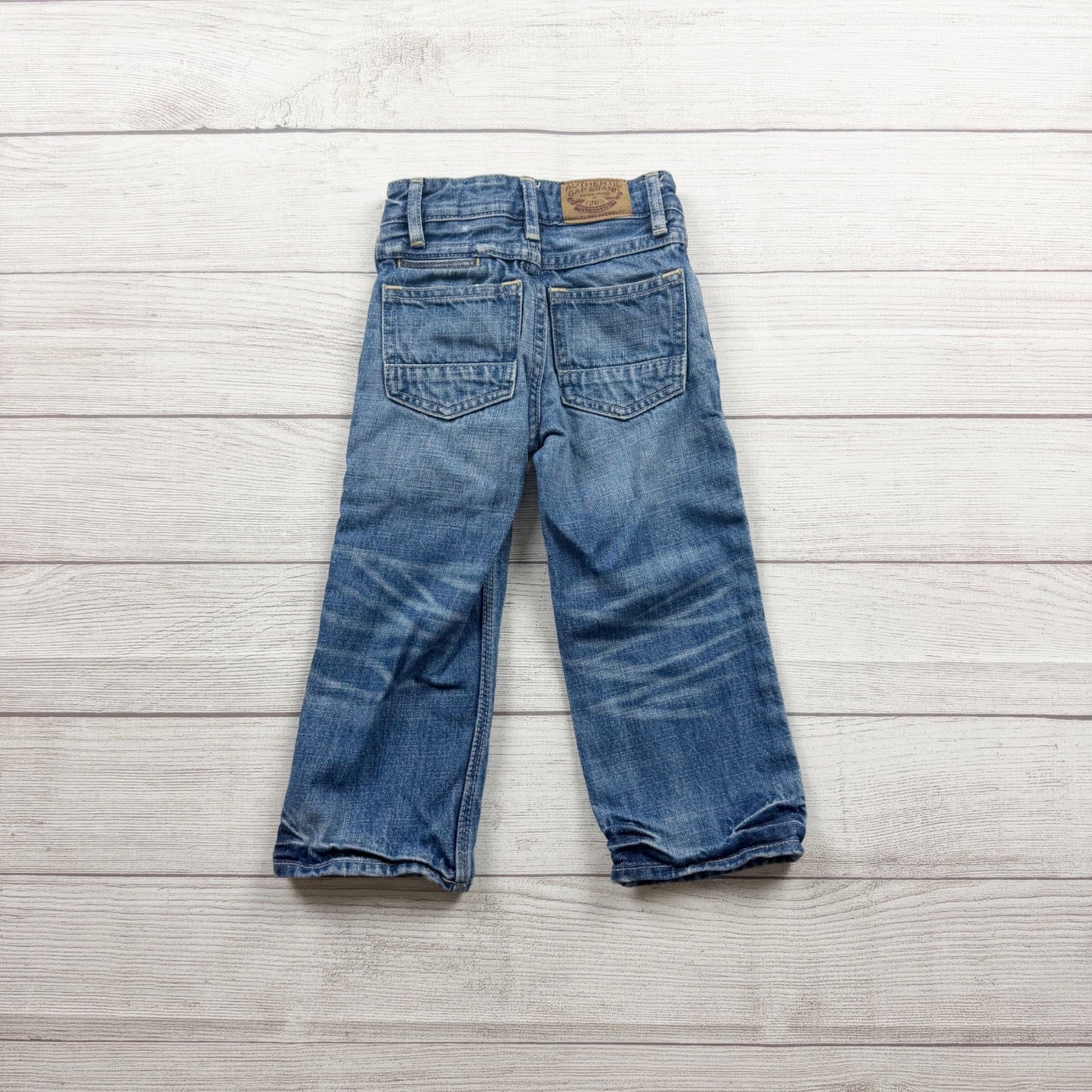 Gap Toddler Boys Original Fit Denim Distressed Blue Jeans Adjustable Waist 3T