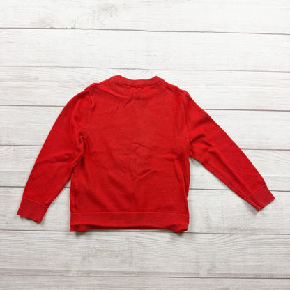 H&M Kids Holiday Reindeer Graphic Red Long Sleeve Crewneck Sweatshirt 5-6