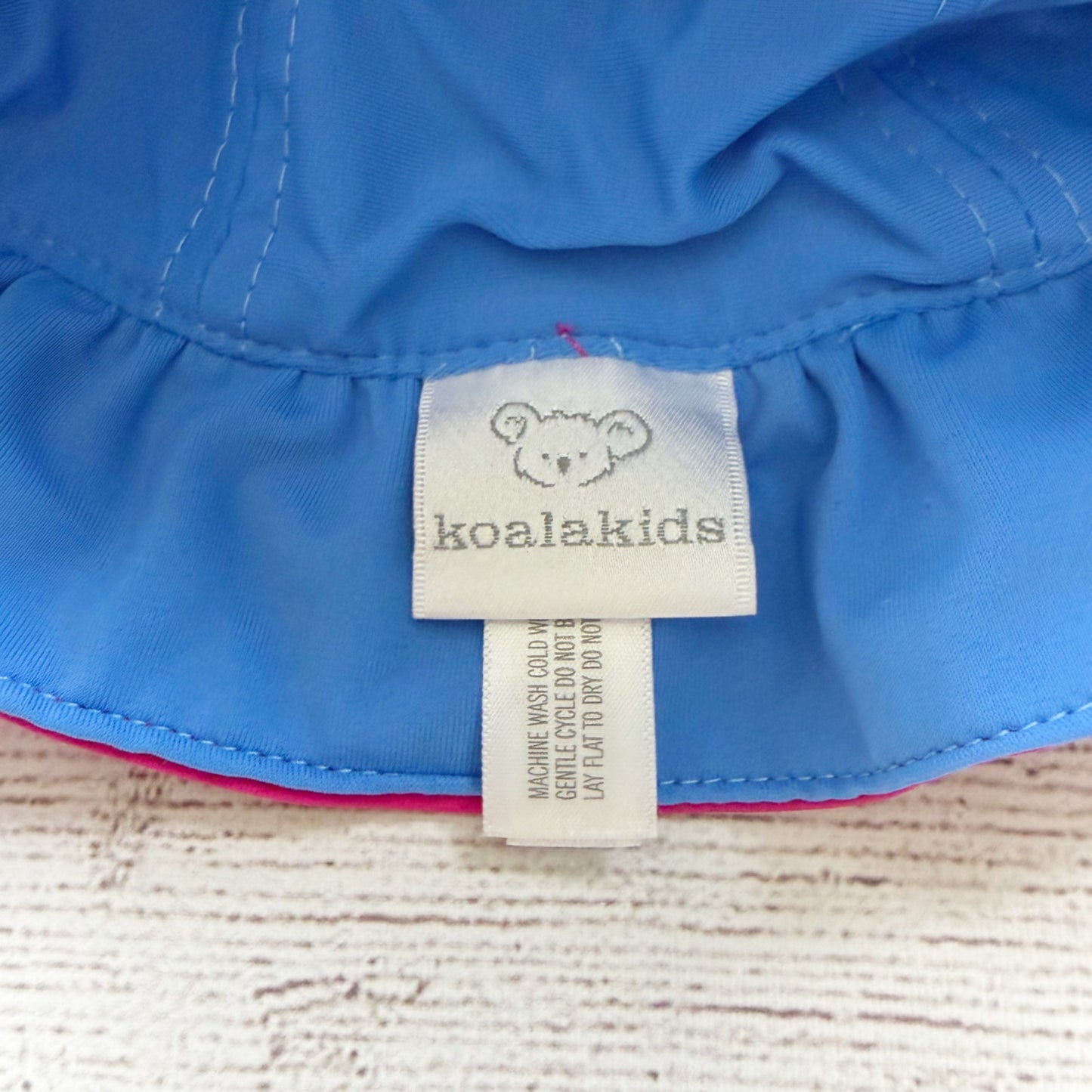 Koala Kids Pink Ruffle Baby Sun Swim Hat Chin Straps Nylon Blend 3-6 Months