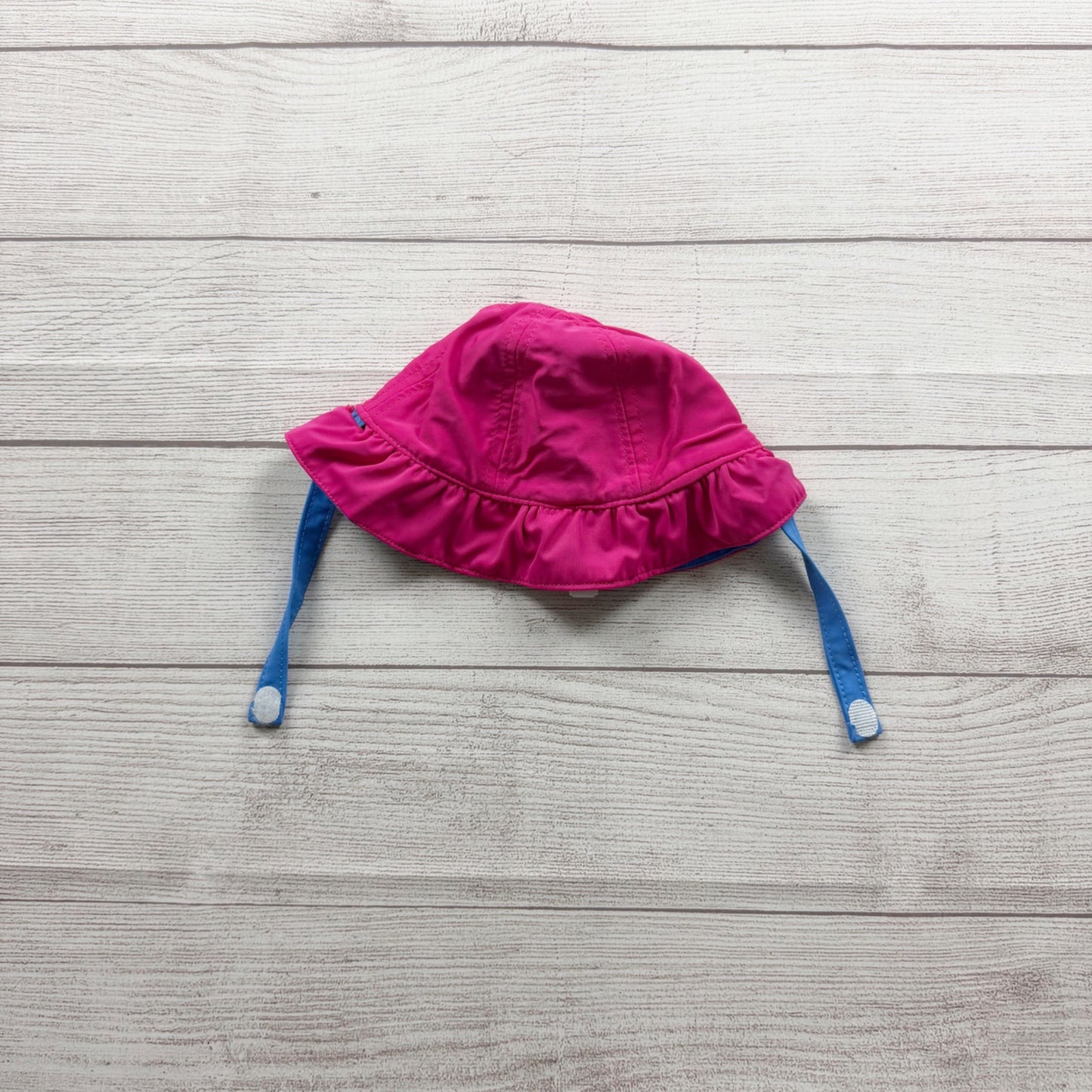Koala Kids Pink Ruffle Baby Sun Swim Hat Chin Straps Nylon Blend 3-6 Months