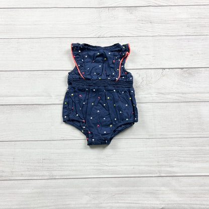 Polka Tots Infant Navy Blue Printed Romper Lightweight 3-6 Months
