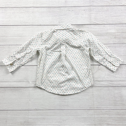 Old Navy Baby Boys White Button Up Shirt Dot Pattern Long Sleeve 12-18 Months