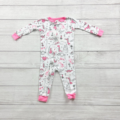 Carter’s Baby Girl Pajamas Dinosaur Print One Piece Sleeper Footless 9-12 Months