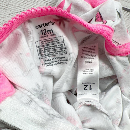 Carter’s Baby Girl Pajamas Dinosaur Print One Piece Sleeper Footless 9-12 Months