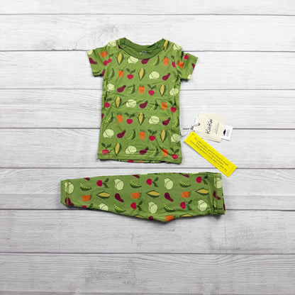 Kickee Pants Toddler Pajamas Set Veggie Print Bamboo Viscose 2-Piece NWT 3T