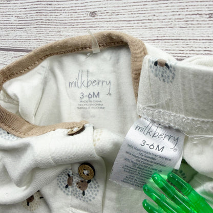 Milkberry Baby 2-Piece Outfit Long Sleeve Bodysuit Pants Sheep Print 3-6 Months