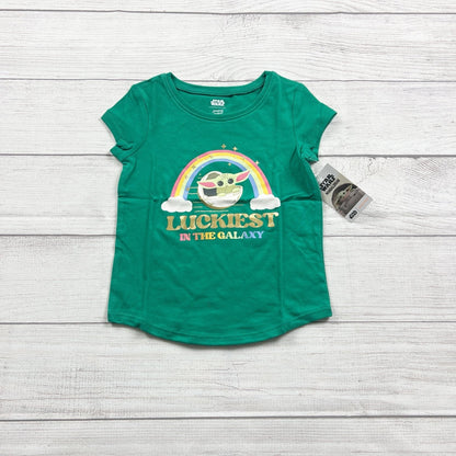 Star Wars Grogu Toddler Girl T-Shirt Green “Luckiest in the Galaxy” NWT 3T