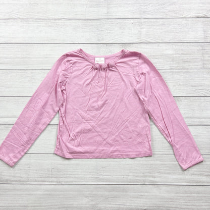 Hanna Andersson Girls Long Sleeve Top Pink Cotton Bow Neckline 10