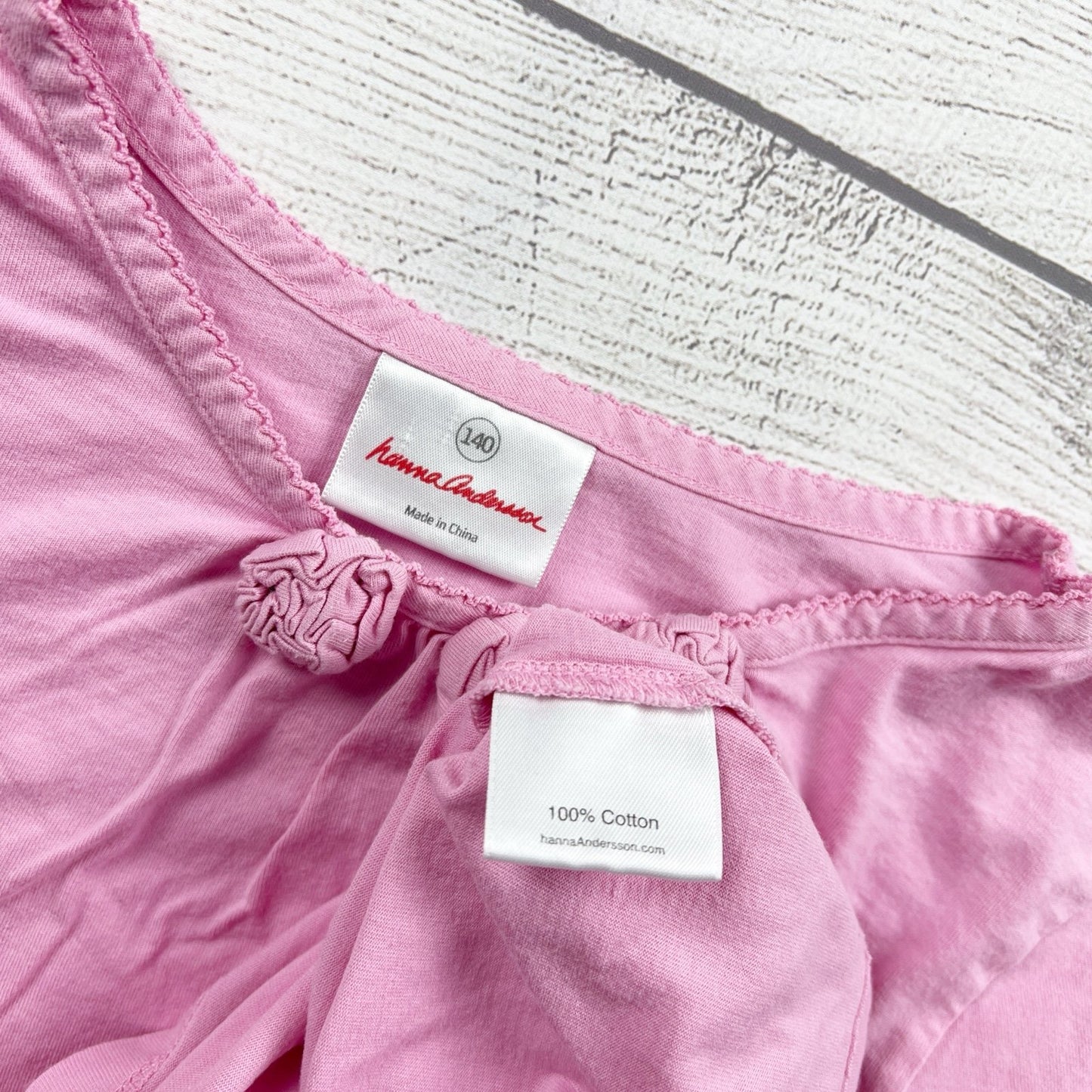 Hanna Andersson Girls Long Sleeve Top Pink Cotton Bow Neckline 10