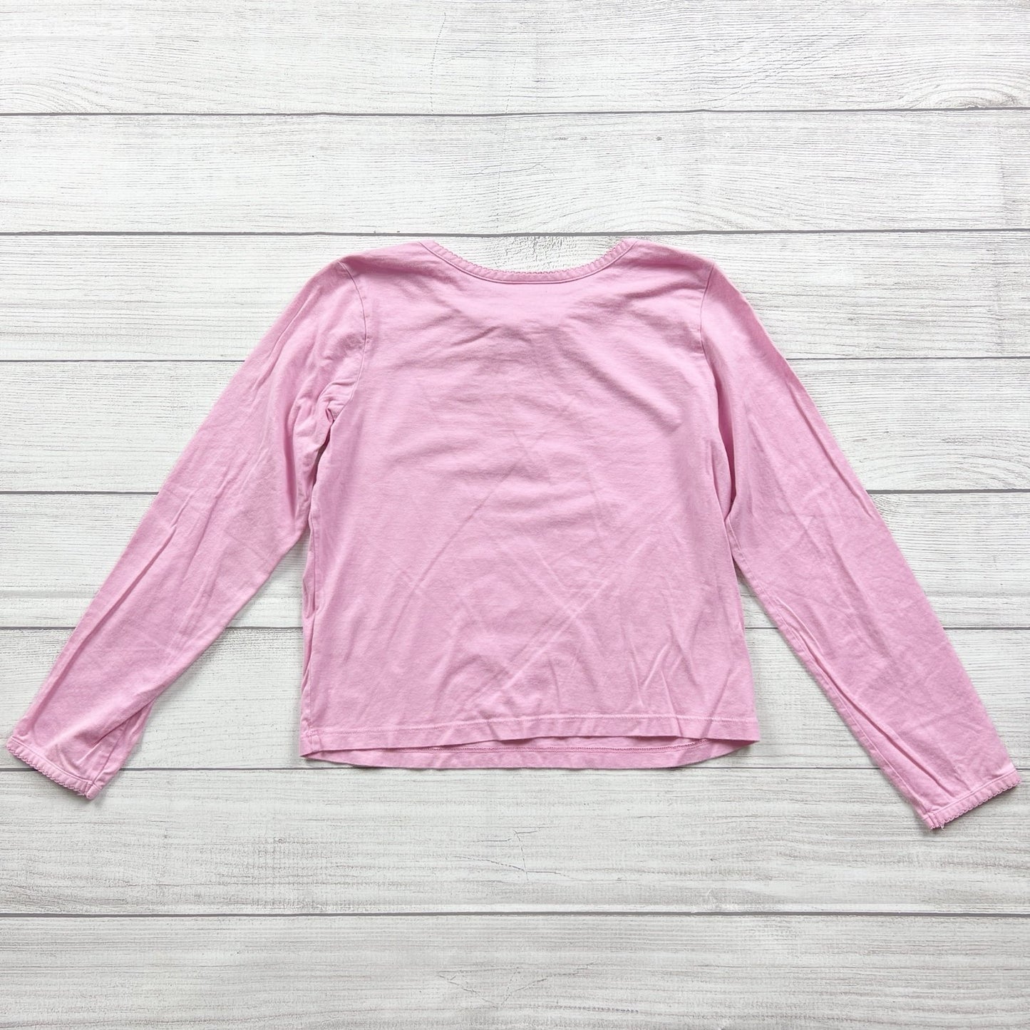 Hanna Andersson Girls Long Sleeve Top Pink Cotton Bow Neckline 10