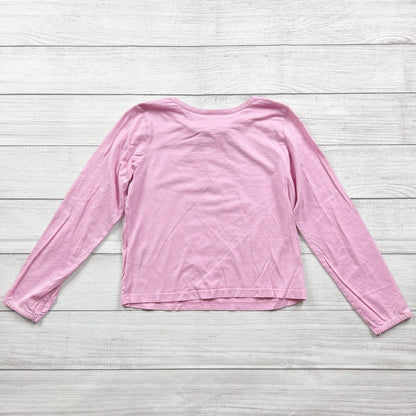 Hanna Andersson Girls Long Sleeve Top Pink Cotton Bow Neckline 10