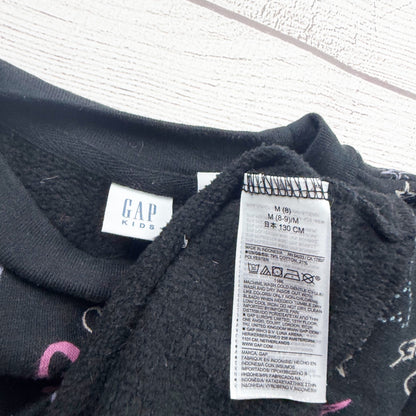 Gap Kids Black Crewneck Long Sleeve Graphic Sweatshirt With Stars Hearts M 8