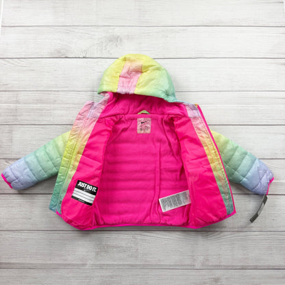 Nike Toddler Puffer Jacket Ombré Rainbow Hooded Coat Fleece Lined NWT 24 Months