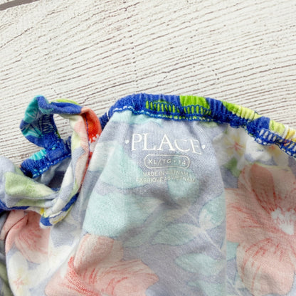 The Children’s Place Girls Romper Tropical Floral Ruffle Straps XL 14