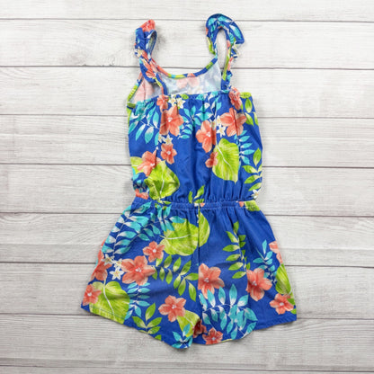 The Children’s Place Girls Romper Tropical Floral Ruffle Straps XL 14